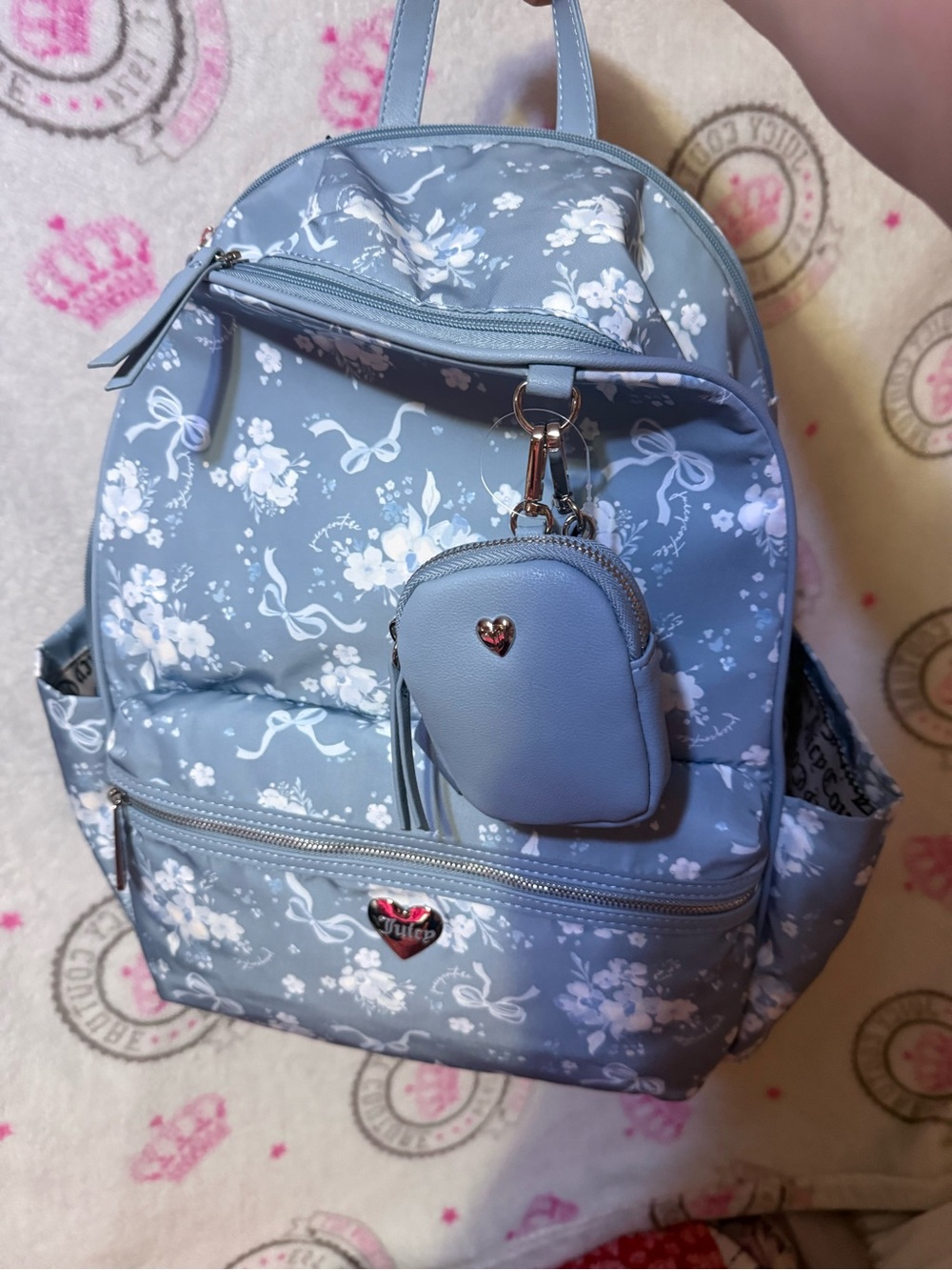 Juicy Couture Light Blue Floral Mini Backpack